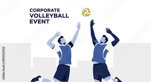 Corporate Volleyball Event Illustration Action Teamwork