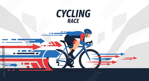 Cyclist Competition Racing Ahead Depicting Speed and Movement in a Sports Illustration