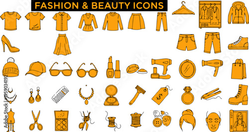 Fashion and beauty icons collection.