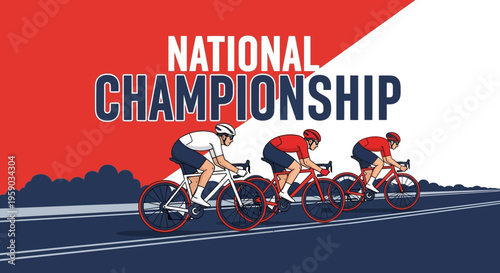 Cycling Competition Illustrative Artwork Featuring Competitive Cyclists In National Championship