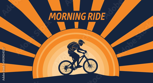 Cyclist Enjoying A Morning Bike Ride With A Radiant Sunrise Background