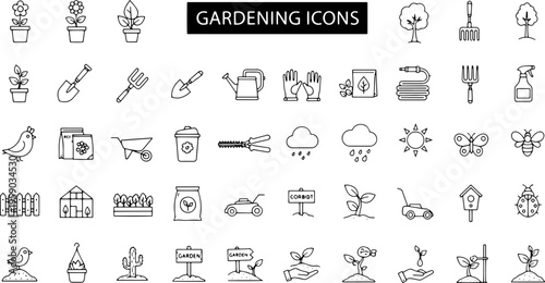 Gardening icons and symbols collection.