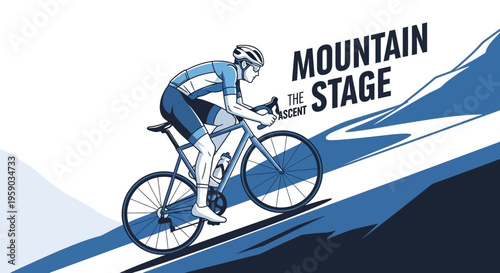 Cyclist Ascending Steep Mountain Slope In Dynamic Depiction Of Endurance and Challenge