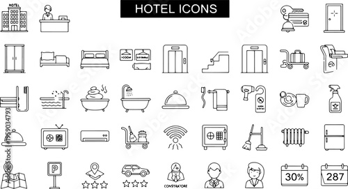 Hotel icons and symbols collection.