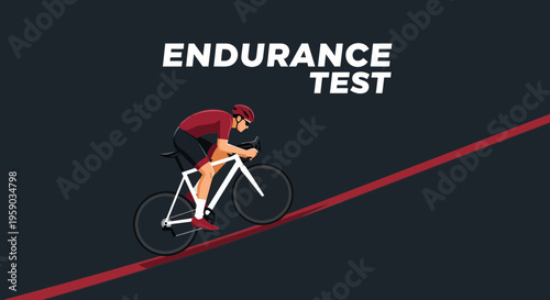 Cyclist Undergoing Endurance Test on Inclined Path Depicting Sporty Athleticism and Perseverance
