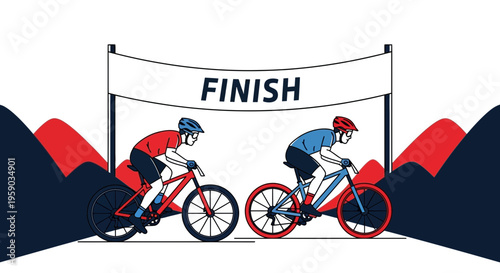 Cyclists Racing Toward The Finish Line, Representing Athleticism And Triumph In Competition