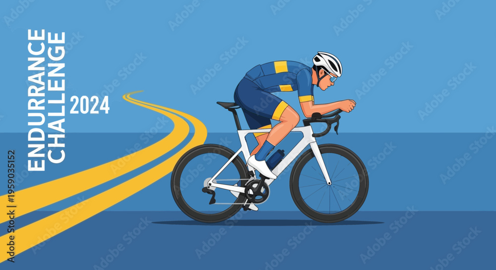 Fototapeta premium Cyclist Races Towards Future In The Endurance Challenge Event Of The Year 2024 Design