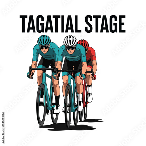 Cyclists Competing in a Dynamic Race on the Tagatial Stage with Determination and Speed