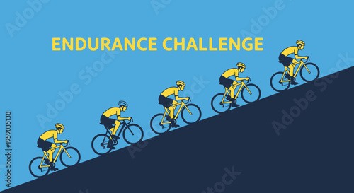 Cyclists Undertaking The Endurance Challenge Ascending A Steep Hill in a Race for Success