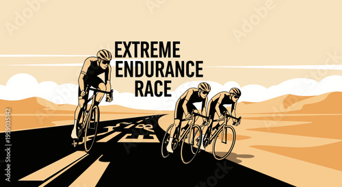 Cyclists Competing In A High-Stakes Endurance Cycling Race On An Open Road