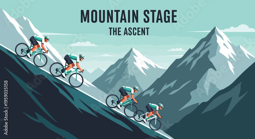 Cyclists Tackle Mountain Stage in Pursuit of Victory Over Rugged Terrain Ascending
