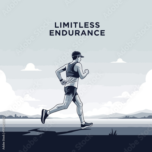 Depiction Of A Runner Demonstrating Limitless Endurance While Exercising Outdoors In A Scenic