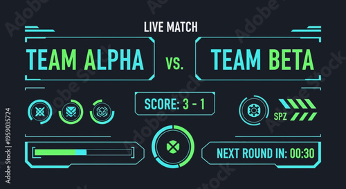 Digital Esports Tournament Display With Team Names And Score