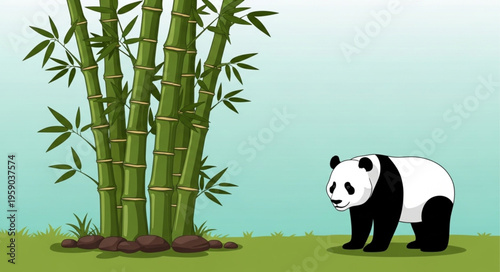 Panda bear eating bamboo shoots.