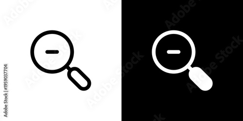 Zoom Out Magnifier icon concept with flat Black White Background. Vector illustration.