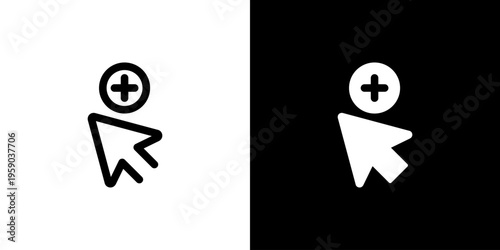Add Selection Pointer icon concept with flat Black White Background. Vector illustration.