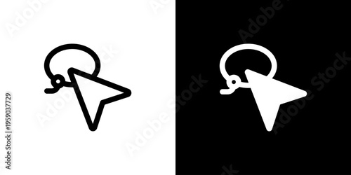Lasso Selection Cursor icon concept with flat Black White Background. Vector illustration.