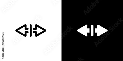 Horizontal Resize Width icon concept with flat Black White Background. Vector illustration.