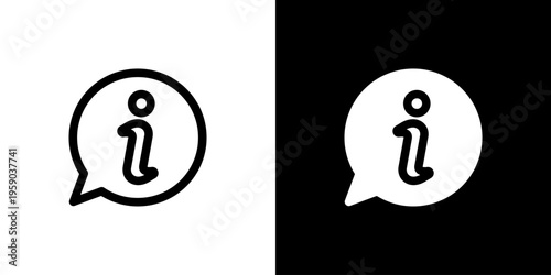 Information About Details icon concept with flat Black White Background. Vector illustration.