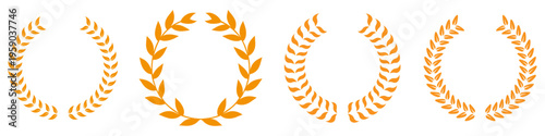 Golden laurel wreath set award victory leaf wreath collection vector