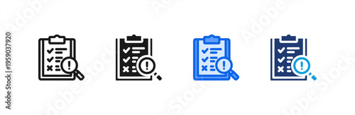 Evaluation Analysis Report icon multiple style collection. Vector illustration.