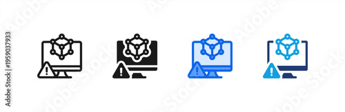 Crisis Simulation Tech icon multiple style collection. Vector illustration.