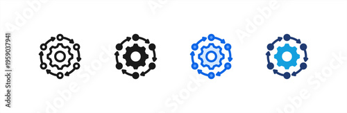 Framework Process System icon multiple style collection. Vector illustration.