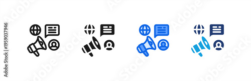 Media Relation Alert icon multiple style collection. Vector illustration.