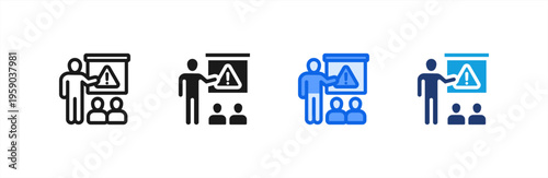 Training Presentation Lesson icon multiple style collection. Vector illustration.