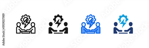 Conflict Resolution icon multiple style collection. Vector illustration.