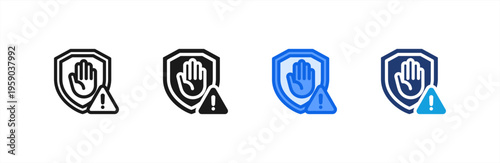 Prevention Shield Guard icon multiple style collection. Vector illustration.