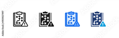 Strategic Plans Map icon multiple style collection. Vector illustration.
