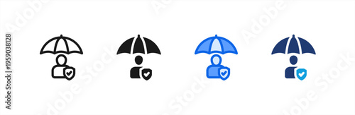 Person Insurance Cover icon multiple style collection. Vector illustration.