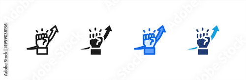 Cope Success Growth icon multiple style collection. Vector illustration.