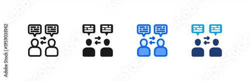 Social Response Chat icon multiple style collection. Vector illustration.