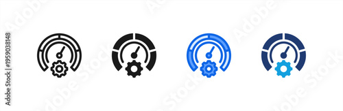 Performance Management icon multiple style collection. Vector illustration.