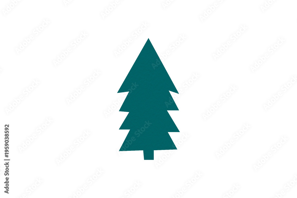 Obraz premium A cute green Christmas tree made of paper is placed on a transparent background.