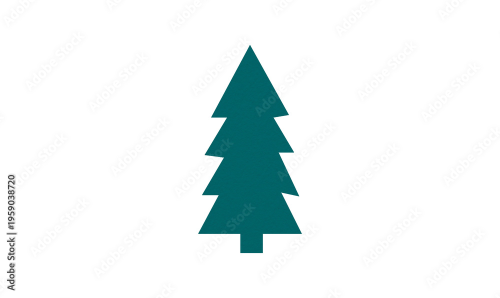 Obraz premium A cute green Christmas tree made of paper is placed on a transparent background.