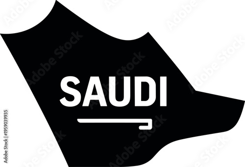 Saudi Arabia map silhouette with country name in minimalist black geographic vector design'