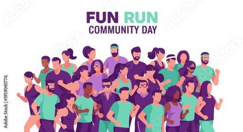 Diverse Group Of People Participating In A Fun Run Community Event