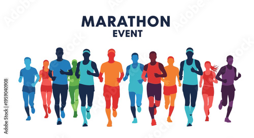 Diverse Marathon Runners Participating In A Vibrant Competition Event