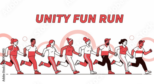 Diverse Group Runs Together in Fun Community Event