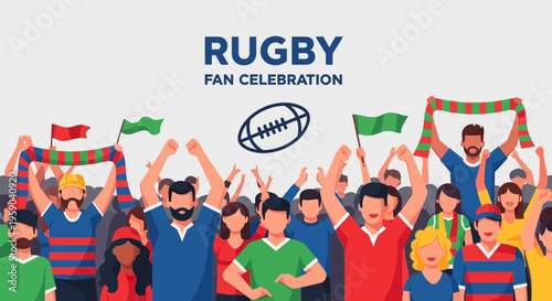 Diverse Rugby Fans Celebrate With Joyful Excitement During A Game