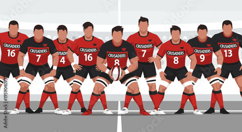 Diverse Rugby Team Standing Ready for Championship Competition