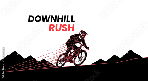 Downhill Cycling Silhouette: A Thrilling Visual Depicting Speed and Adventurous Excitement