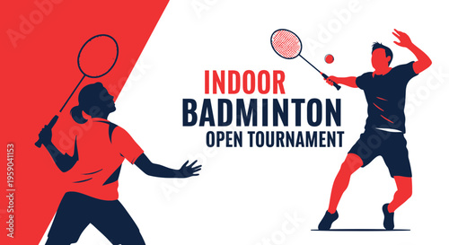 Dynamic Badminton Players Competing in a Fast-Paced Indoor Open Tournament