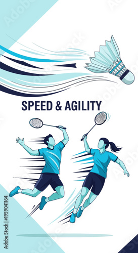 Dynamic Badminton Players Showcasing Speed and Agility in Action