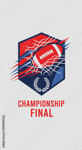 Dynamic American Football Championship Final Emblem and Sport Ball Art
