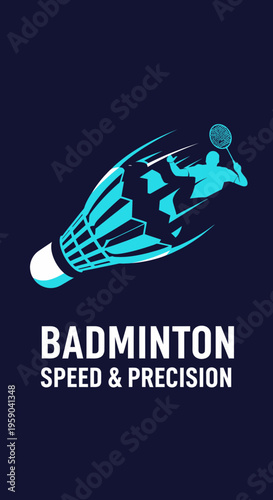 Dynamic Badminton Sport Logo Featuring Athletes in Action