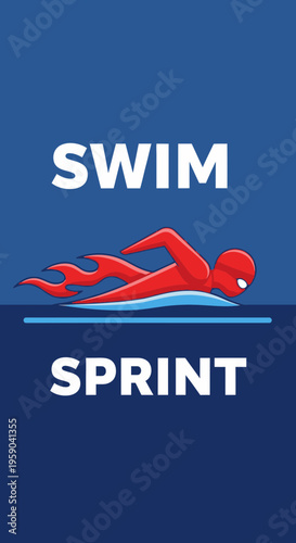 Dynamic Aquatic Athlete Sprinting: A Vibrant Illustration for Swimming Enthusiasts and Competitions